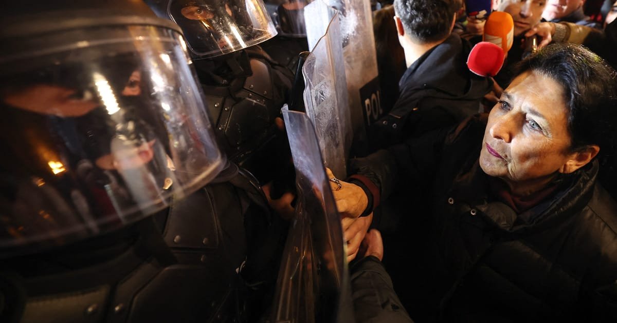 Riot Police Break Up Protesters Demonstrating Against Georgia’s Withdrawal of EU Bid