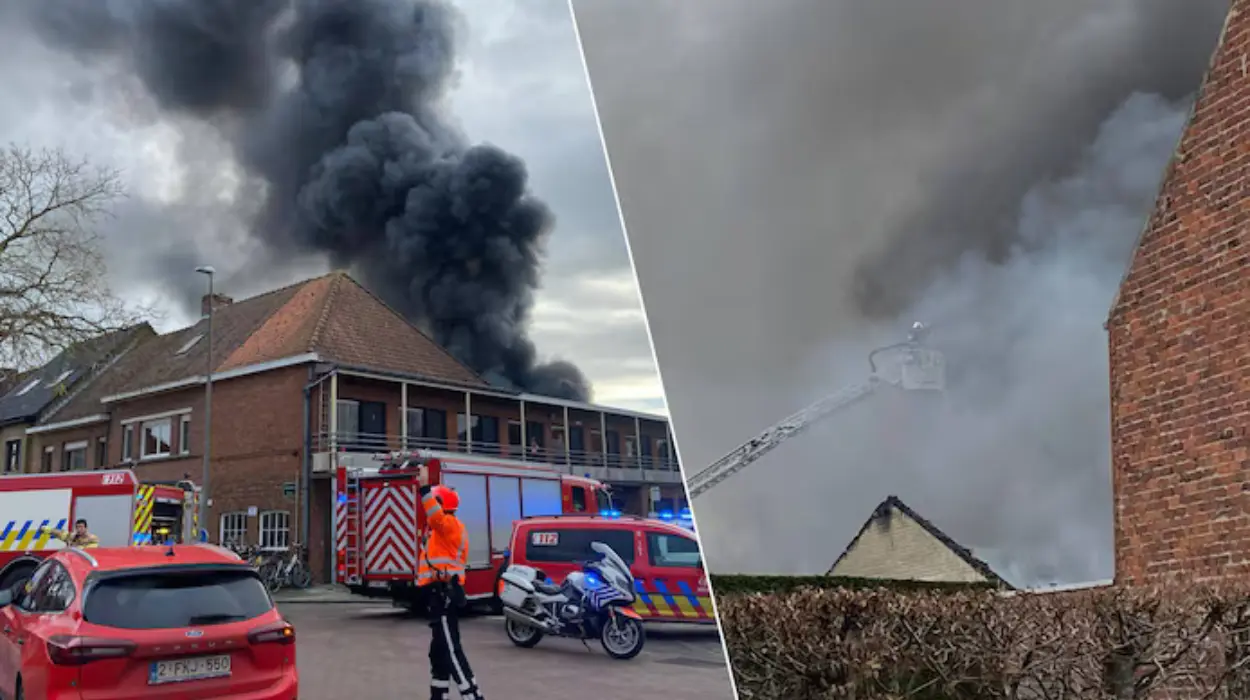 Warehouse Fire in Sint-Michiels, Bruges: No Injuries, Cause Under Investigation
