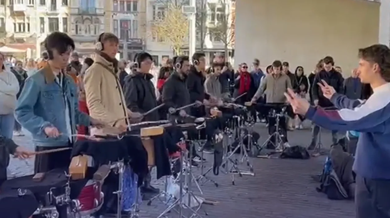 40 Drummers Deliver Unique Sound Spectacle at Ghent City Hall