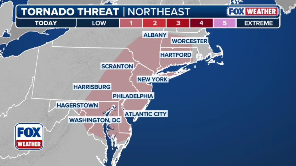 Tornado Threat Looms Over NYC, Philadelphia, Washington Amid Severe Storms and Heavy Rain