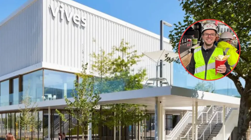 Maypole Raised on Vives University Tower “The Sky” in Kortrijk
