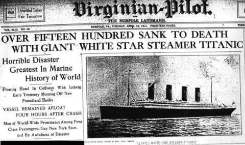 April 14, 1912 – Sinking of the Titanic