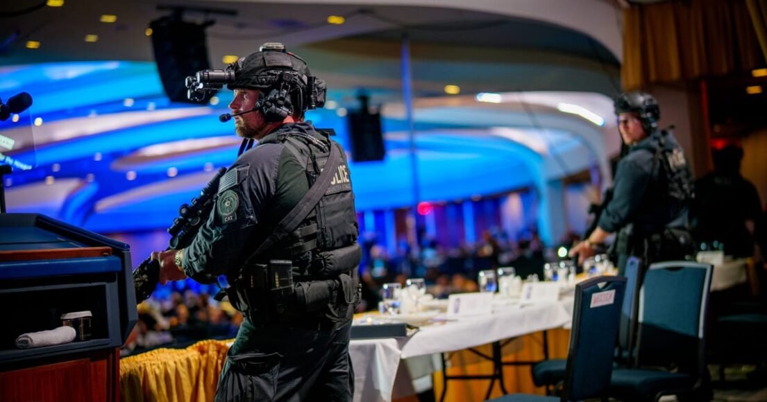 ‘Violence has no place’: EU leaders condemn attack at Trump dinner