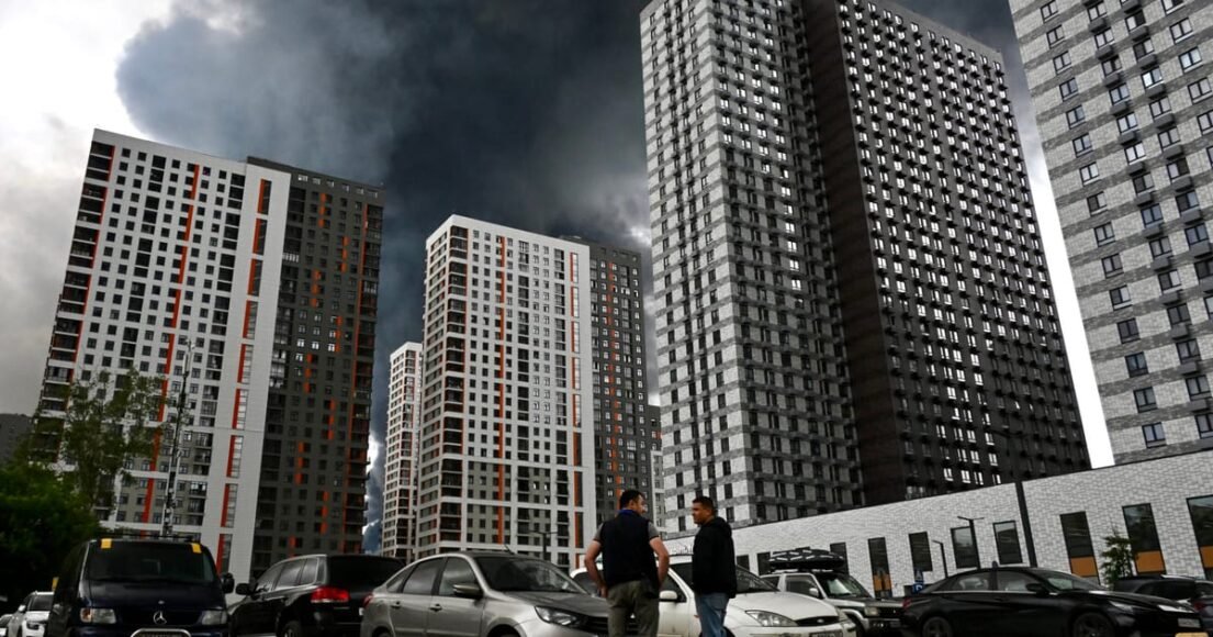 Ukrainian Drones Hit Moscow, Ignite Oil Refinery Blaze